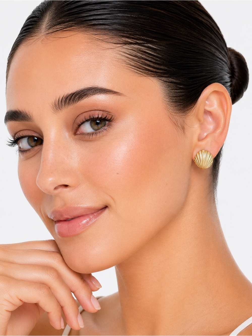 Gold Shell Stud Earrings - Women Jewelry